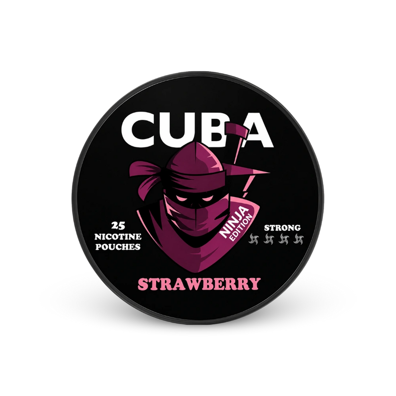 CUBA Ninja Strawberry Strong – nikotino pagalvėlių skardinė