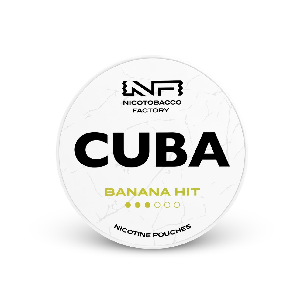 CUBA White Banana Hit – nikotino pagalvėlių skardinė