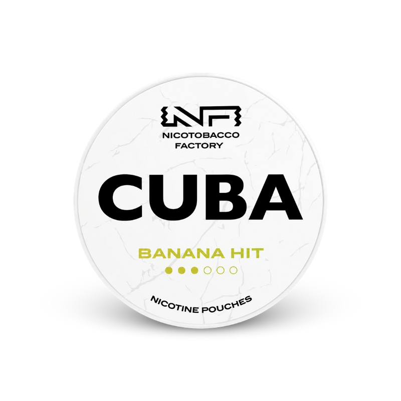CUBA White Banana Hit – nikotino pagalvėlių skardinė