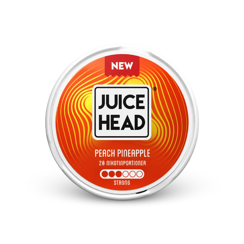 Juice Head Peach Pineapple Strong – nikotino pagalvėlių skardinė