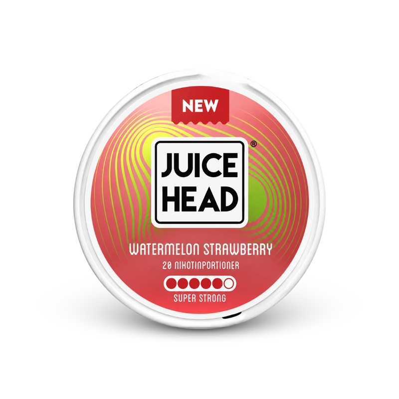 Juice Head Watermelon Strawberry Super Strong – nikotino pagalvėlių skardinė