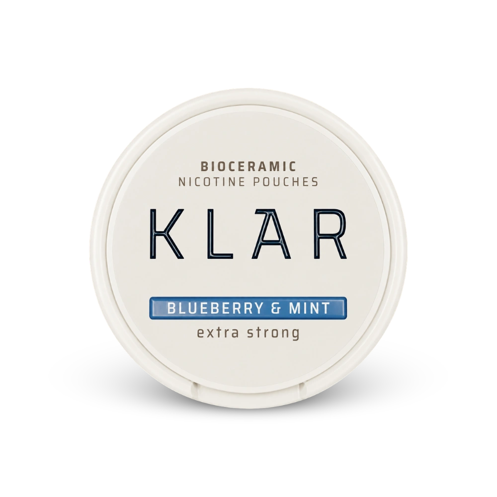 KLAR Blueberry Mint Extra Strong Slim – nikotino pagalvėlių dėžutė