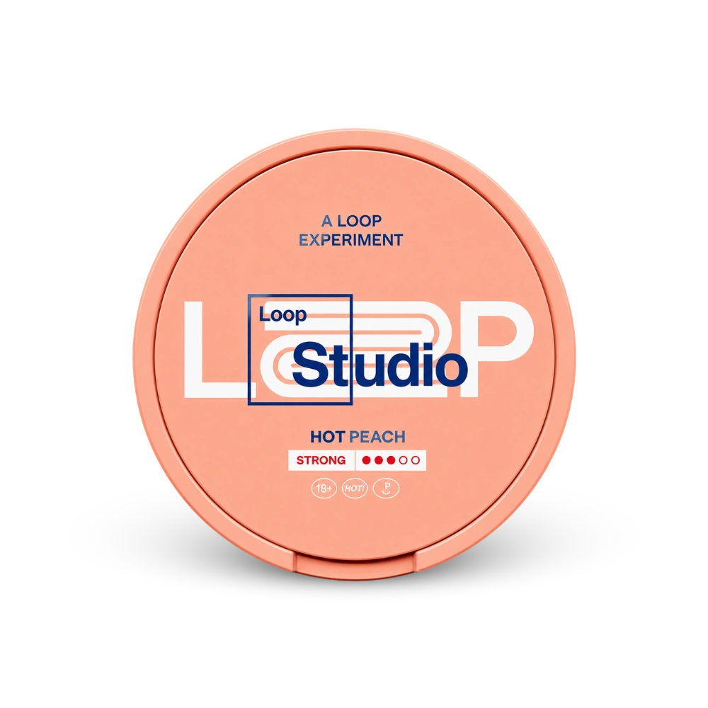 Loop Hot Peach Strong – nikotino pagalvėlių skardinė