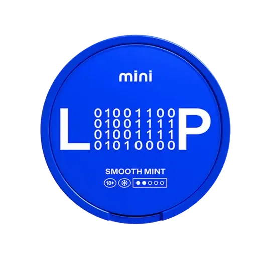 Loop Smooth Mint Mini nikotino pagalvėlės dozė, mėlyna pakuotė, vidutinio stiprumo, mėtos skonis