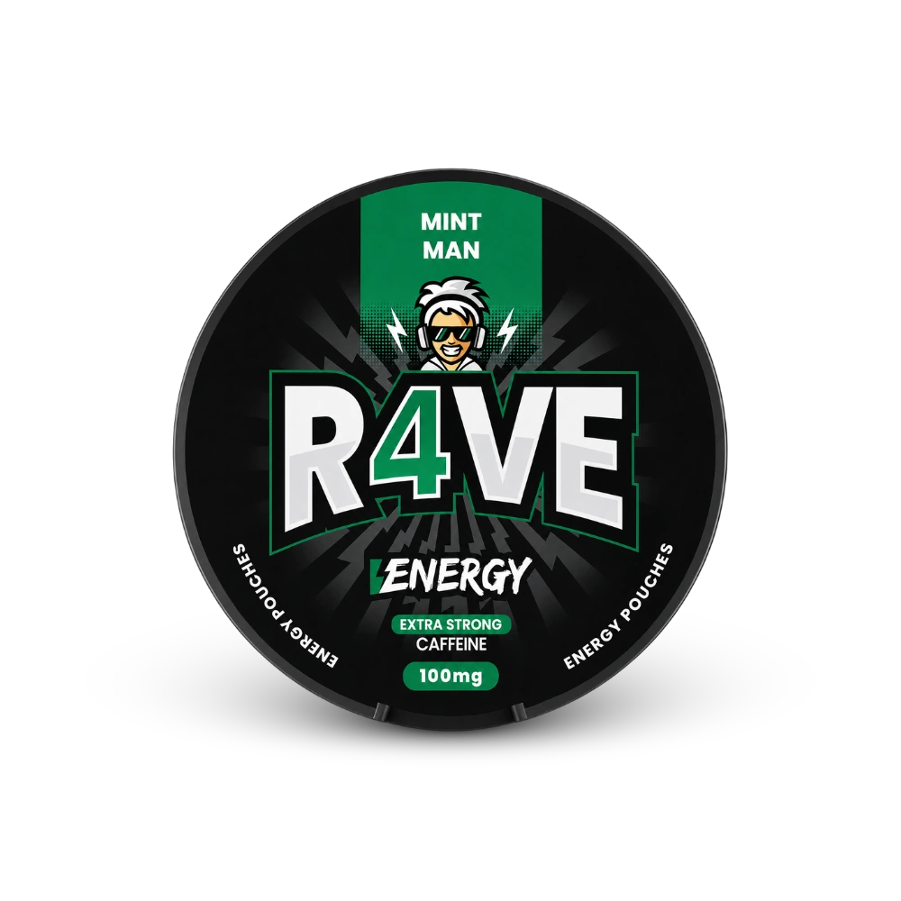 RAVE Energy Mint Man 100mg – nikotino pagalvėlių skardinė