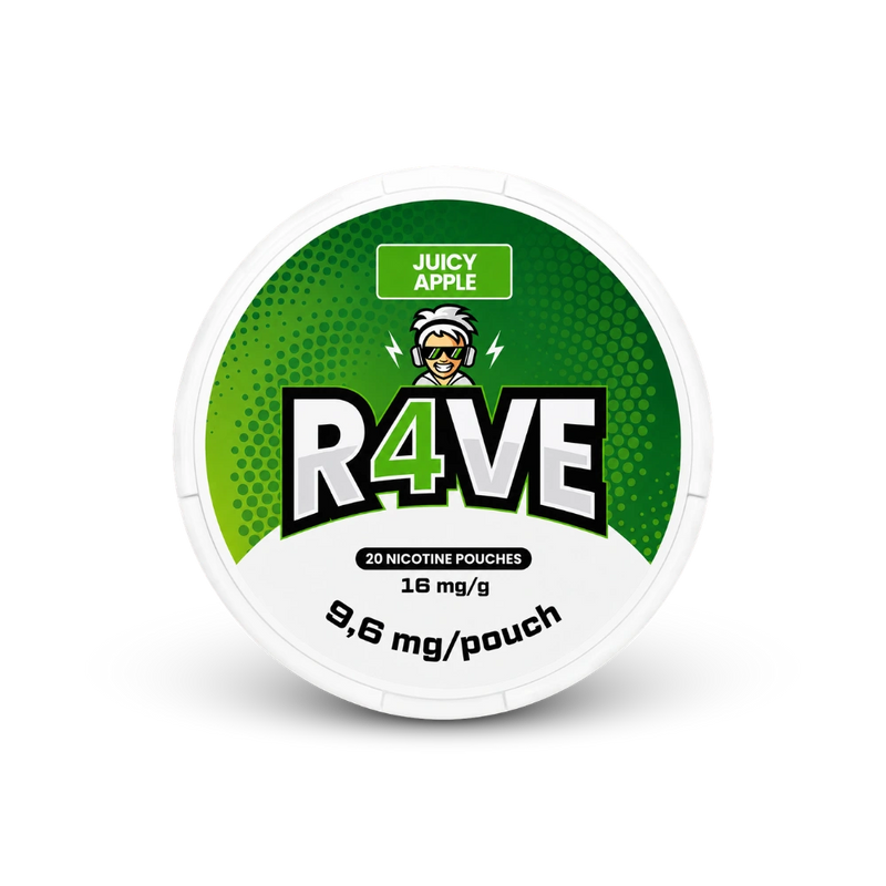 RAVE Juicy Apple 16mg – nikotino pagalvėlių skardinė
