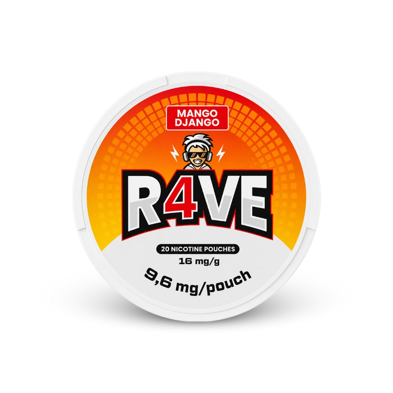 RAVE Mango Django 16MG – nikotino pagalvėlių skardinė