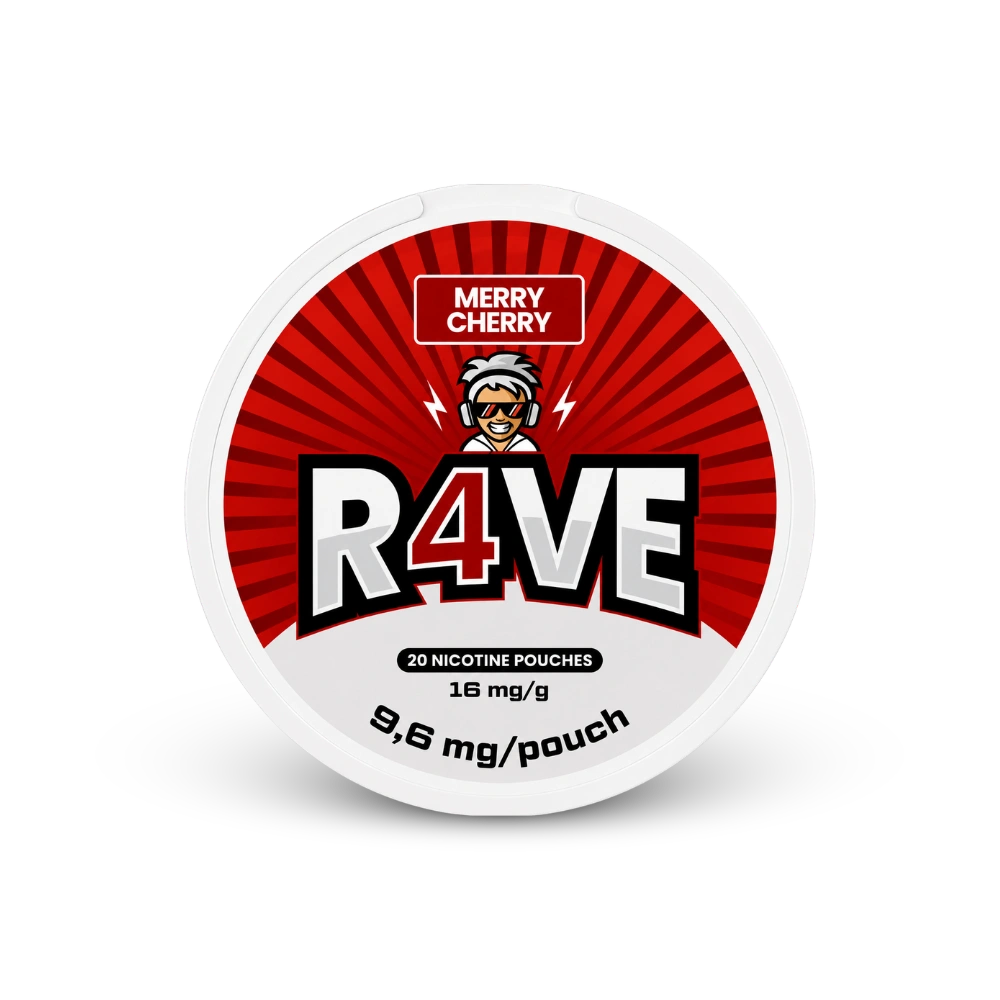 RAVE Merry Cherry 16mg – nikotino maišelių skardinė