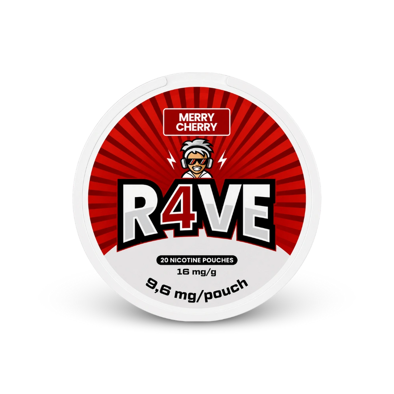 RAVE Merry Cherry 16mg – nikotino maišelių skardinė
