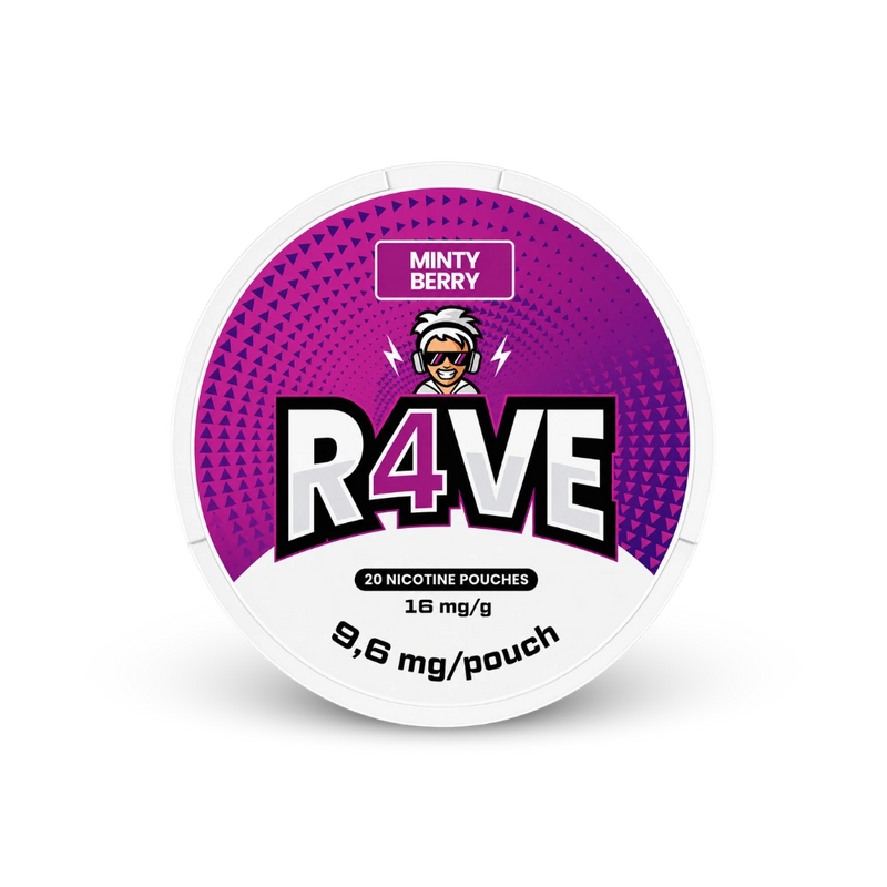 RAVE Minty Berry 16mg – nikotino pagalvėlių skardinė