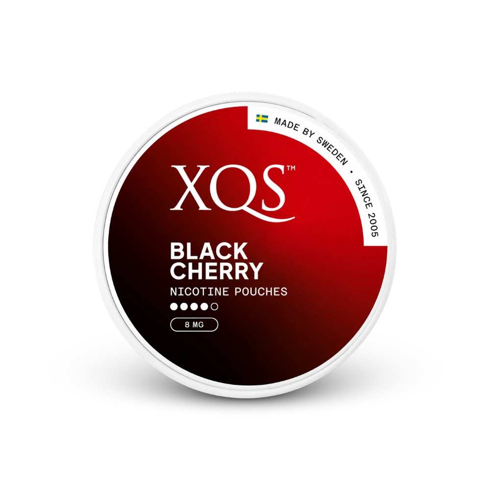 XQS Black Cherry Slim Strong – nikotino pagalvėlių skardinė