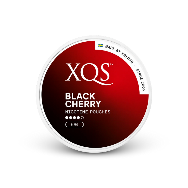 XQS Black Cherry Slim Strong – nikotino pagalvėlių skardinė