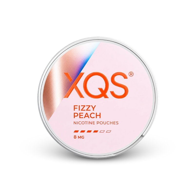 XQS Fizzy Peach Slim Strong – nikotino maišelių skardinė