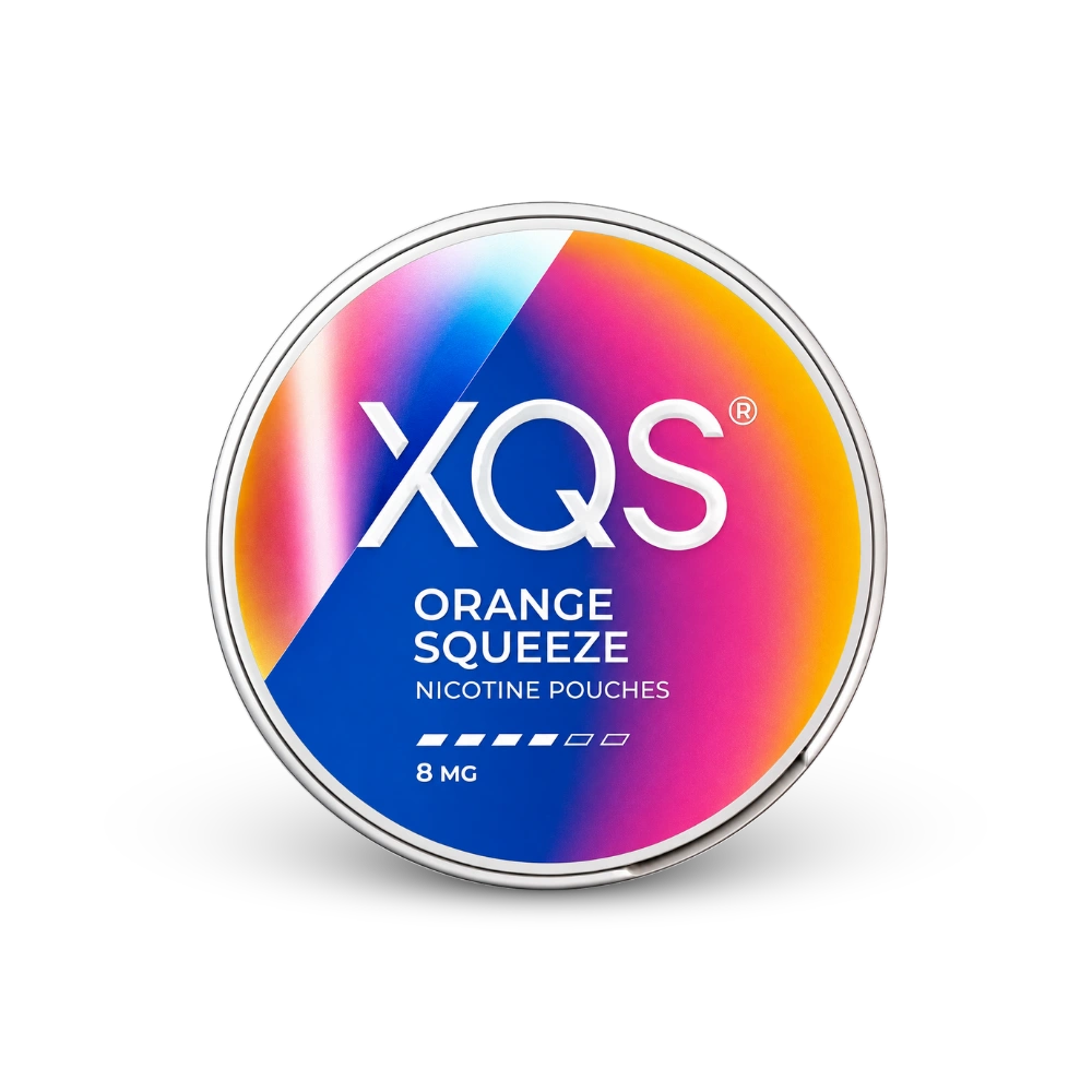 XQS Orange Squeeze Slim Strong – nikotino pagalvėlių skardinė