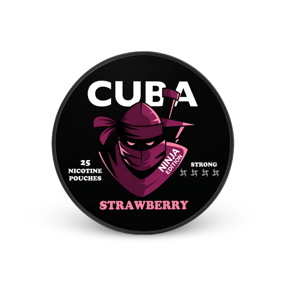 CUBA Ninja Strawberry Strong – nikotino pagalvėlių skardinė