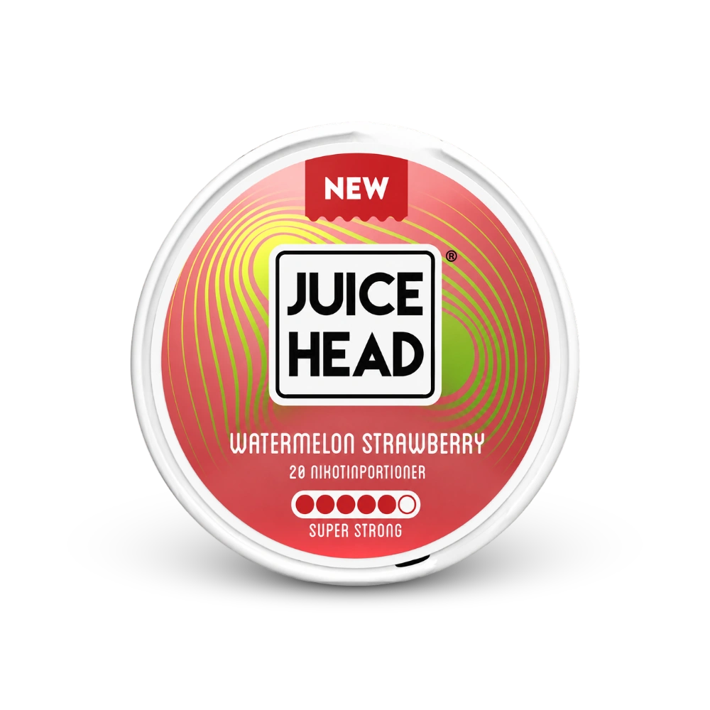 Juice Head Watermelon Strawberry Super Strong – nikotino pagalvėlių skardinė