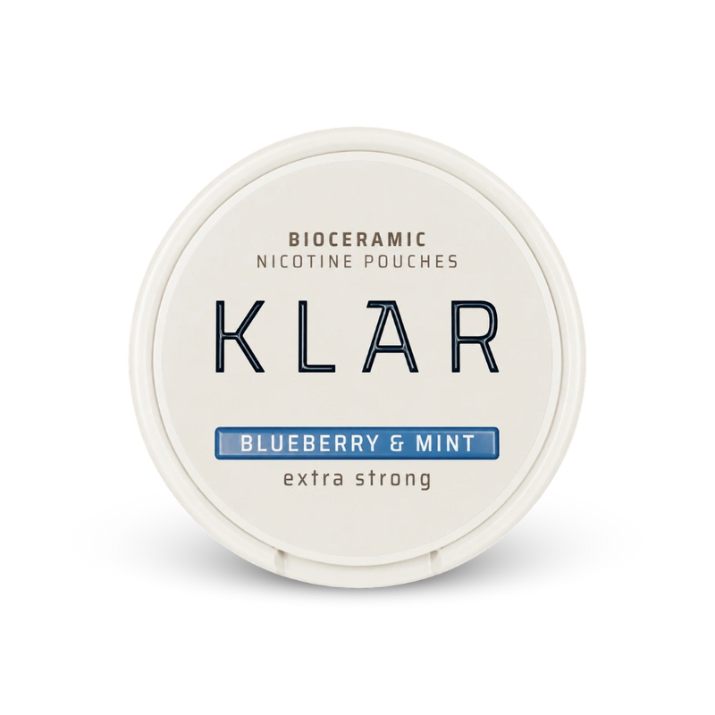 KLAR Blueberry Mint Extra Strong Slim – nikotino pagalvėlių dėžutė