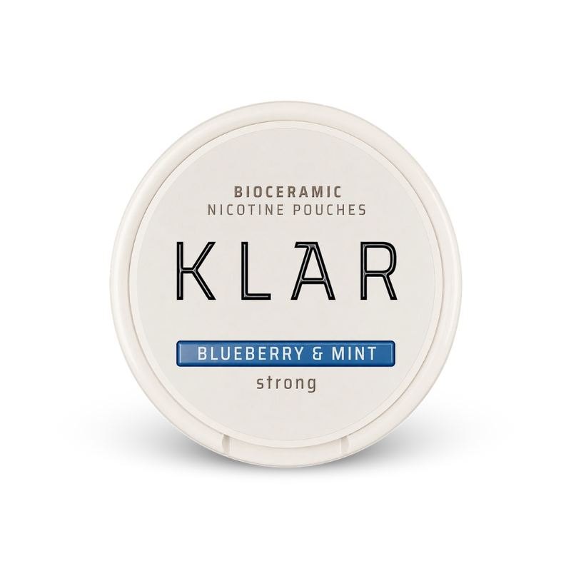 KLAR Blueberry Mint Strong Mini – nikotino pagalvėlių skardinė