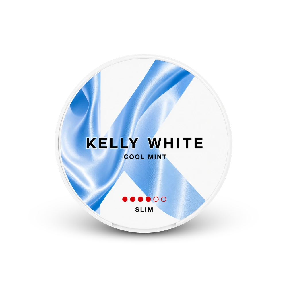 Kelly White Cool Mint Slim Strong – nikotino maišelių dėžutė
