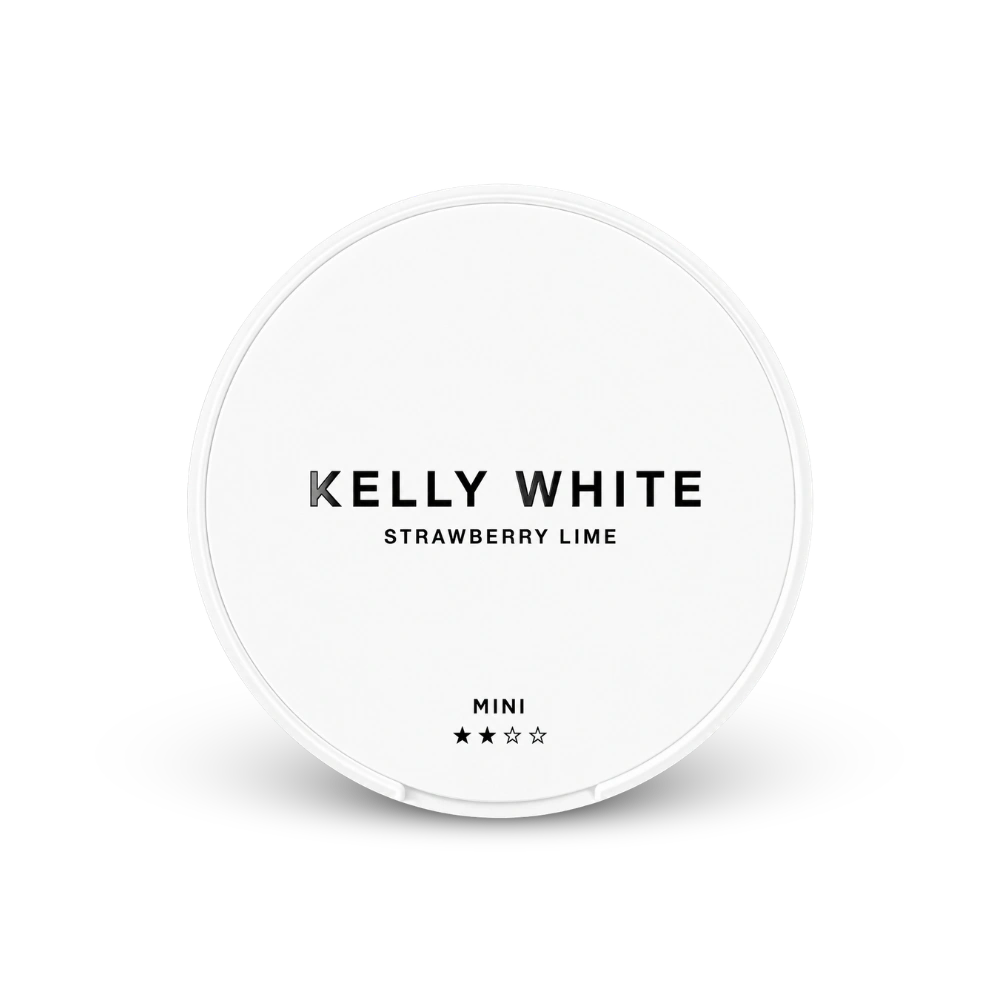 Kelly White Mini Strawberry Lime – nikotino pagalvėlių skardinė