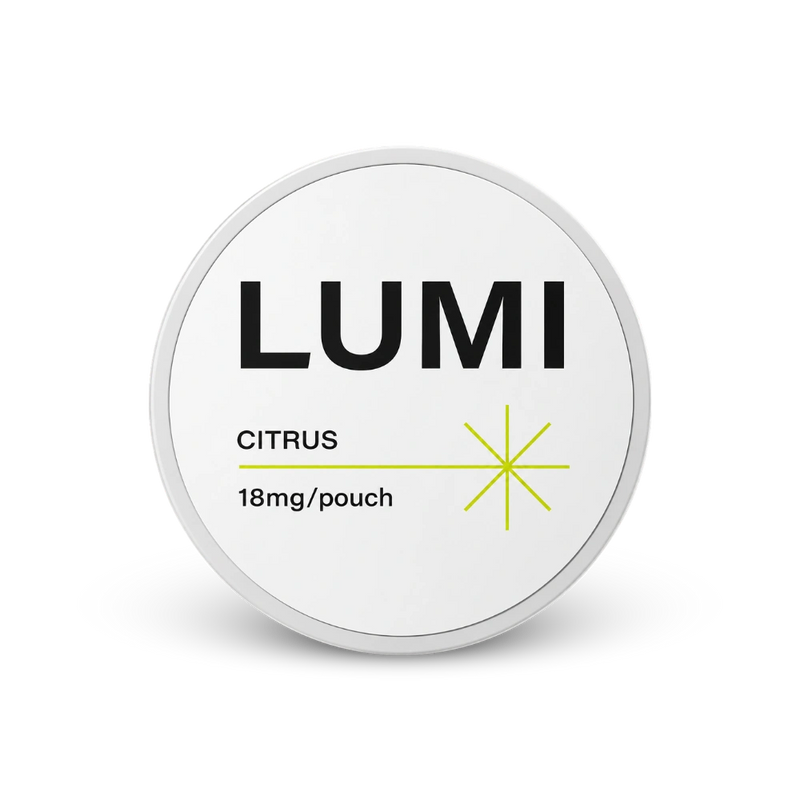 LUMI Citrus 18mg – nikotino pagalvėlių skardinė