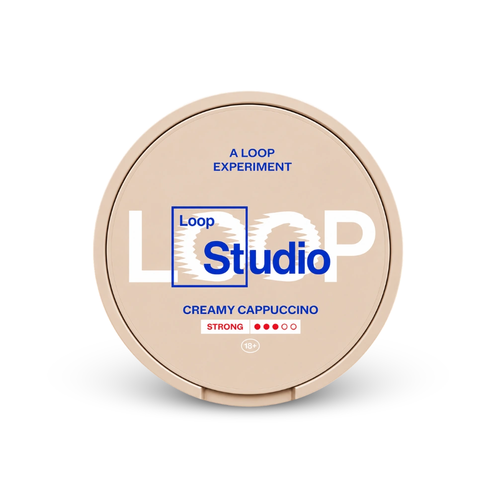 Loop Creamy Cappuccino Strong – nikotino pagalvėlių skardinė