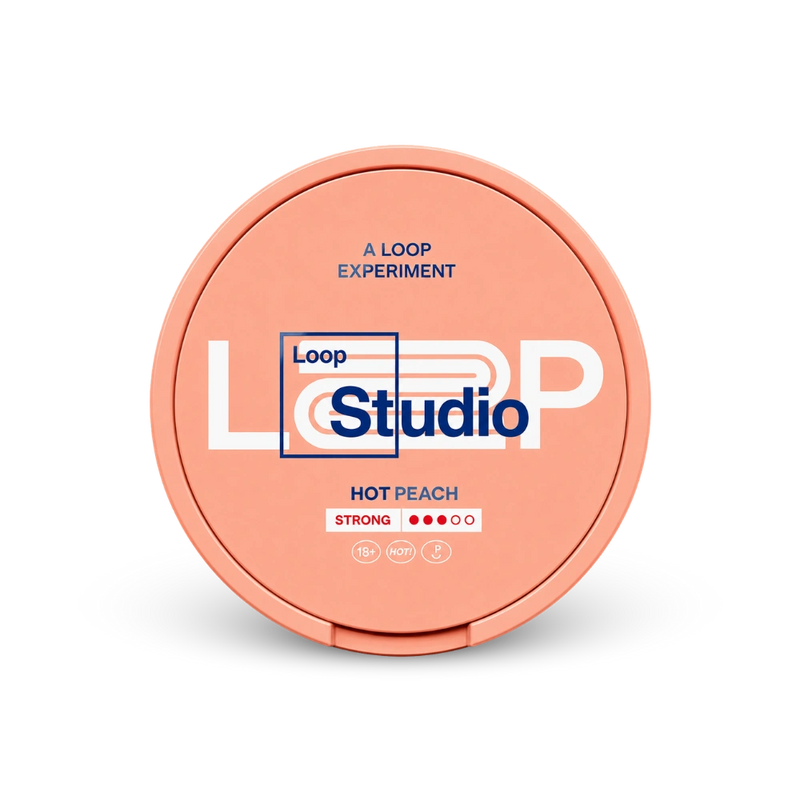 Loop Hot Peach Strong – nikotino pagalvėlių skardinė