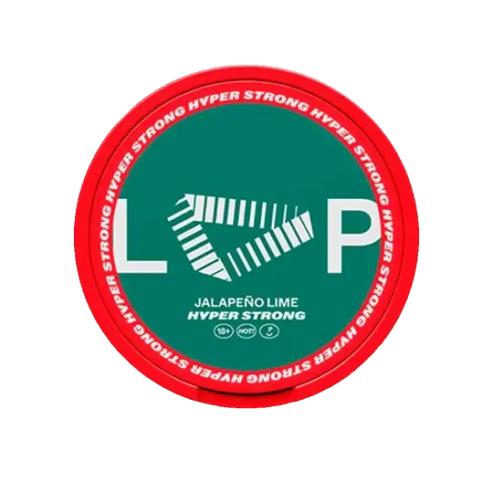 Loop Jalapeno Lime Hyper Strong nikotino pagalvėlės dozė su raudonu dangteliu ir žaliu dizainu