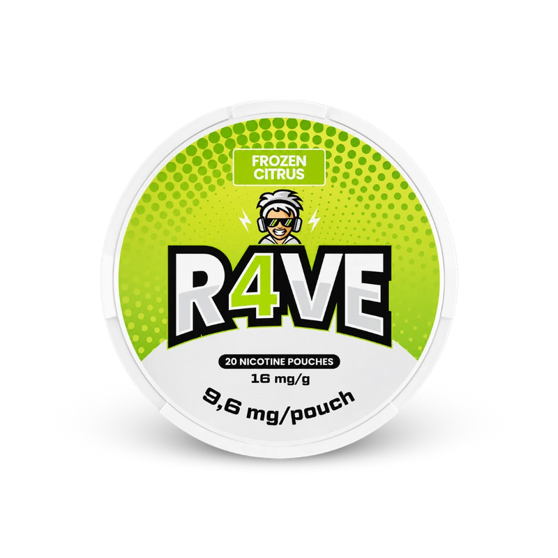 RAVE Frozen Citrus 16mg – nikotino maišelių dėžutė