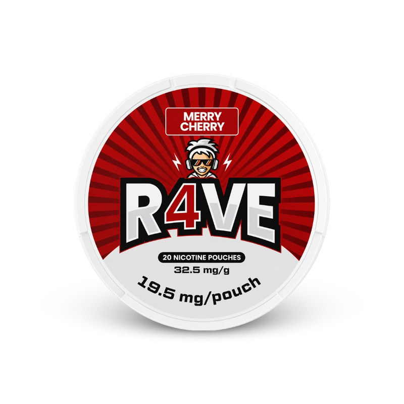 RAVE Merry Cherry 32.5mg – nikotino pagalvėlių skardinė