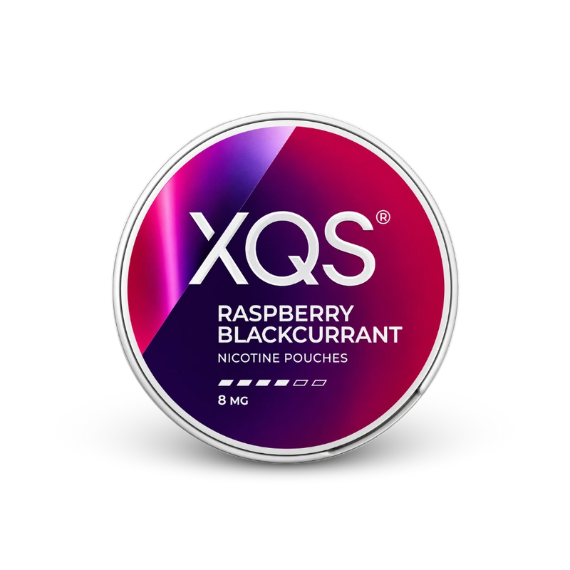 XQS Raspberry Blackcurrant Slim Strong – nikotino pagalvėlių skardinė
