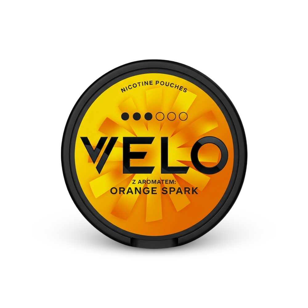 VELO Orange Spark – nikotino pagalvėlių skardinė