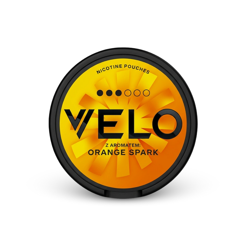 VELO Orange Spark – nikotino pagalvėlių skardinė